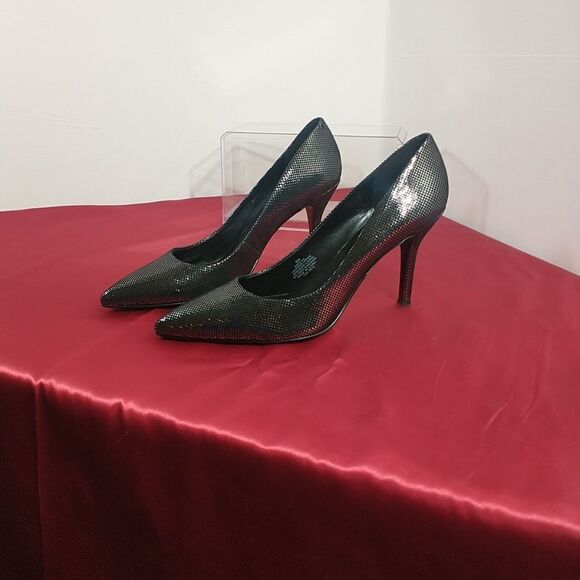Nine West Women's SZ 9M Flax Metallic Dress Pump Silver/Black. - Picture 9 of 10